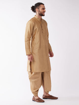 VM by Vastramay Men's Rose Gold Silk Blend Kurta And Dhoti Set - Distacart