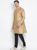 Thumbnail for VM by Vastramay Men's Gold Silk Blend Kurta Pyjama Set - Distacart