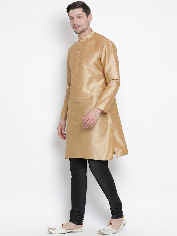 VM by Vastramay Men's Gold Silk Blend Kurta Pyjama Set - Distacart