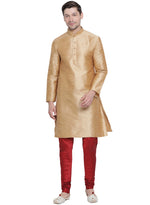 Thumbnail for VM by Vastramay Men's Gold Silk Blend Kurta Pyjama Set - Distacart