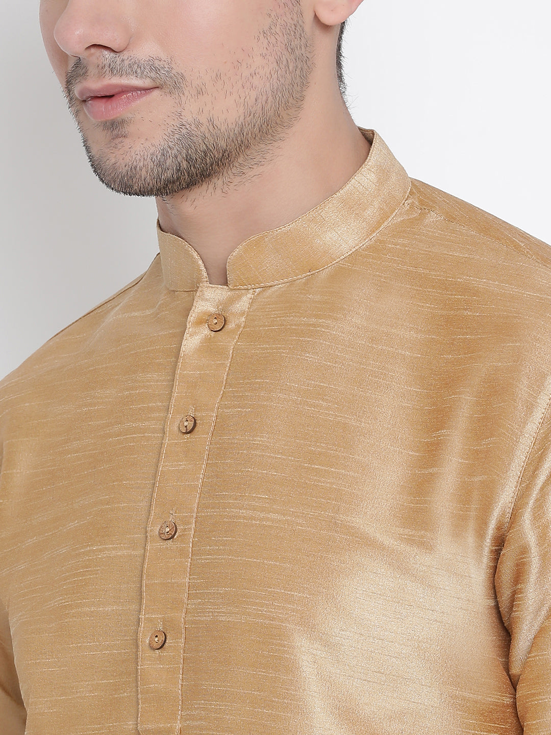VM by Vastramay Men's Gold Silk Blend Kurta Pyjama Set - Distacart