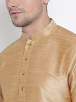 Thumbnail for VM by Vastramay Men's Gold Silk Blend Kurta Pyjama Set - Distacart