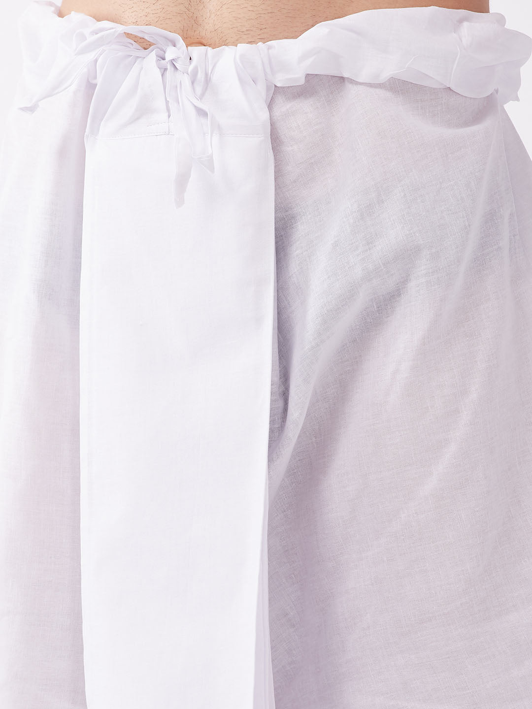 Vastramay Men's White Cotton Blend Kurta And Dhoti Set - Distacart