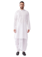 Thumbnail for Vastramay Men's White Cotton Blend Kurta And Dhoti Set - Distacart