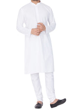 Thumbnail for Vastramay Men's White Cotton Blend Kurta Pyjama Set - Distacart