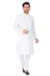 Thumbnail for Vastramay Men's White Cotton Blend Kurta Pyjama Set - Distacart
