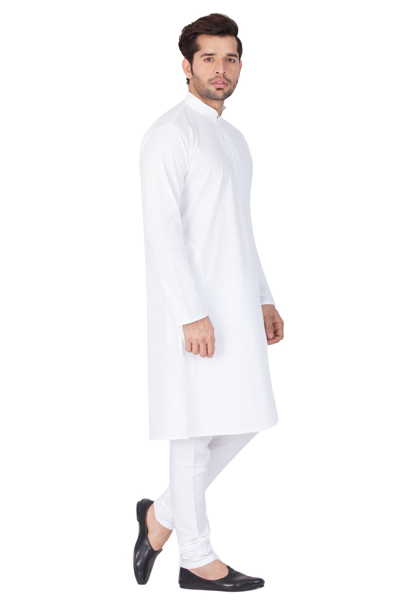 Vastramay Men's White Cotton Blend Kurta Pyjama Set - Distacart