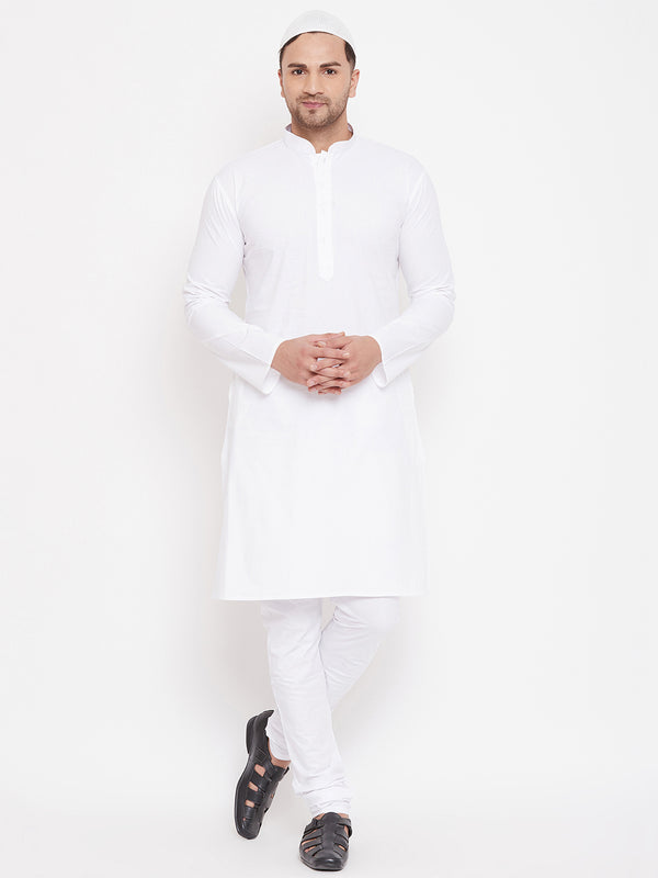 Vastramay Men's White Cotton Kurta Pyjama Set - Distacart