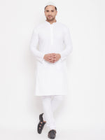 Thumbnail for VM by Vastramay Men's White Cotton Kurta Pyjama Set - Distacart