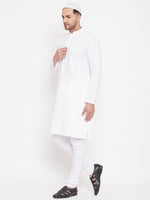 Thumbnail for VM by Vastramay Men's White Cotton Kurta Pyjama Set - Distacart