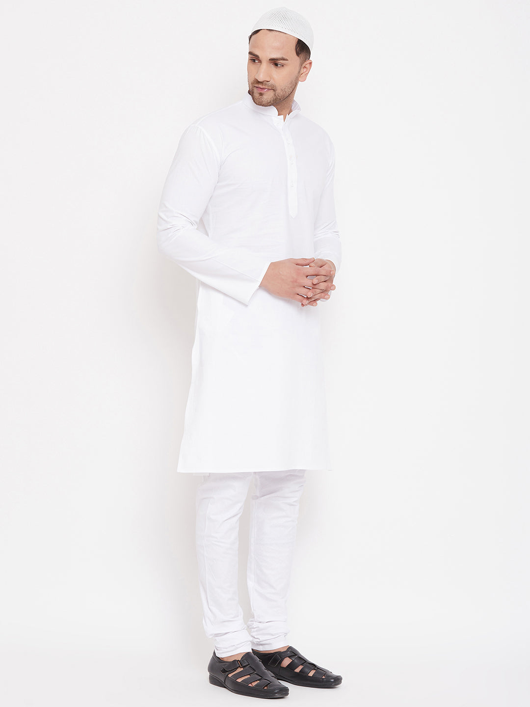 VM by Vastramay Men's White Cotton Kurta Pyjama Set - Distacart