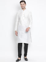 Thumbnail for VM by Vastramay Men's White Silk Blend Kurta Pyjama Set - Distacart