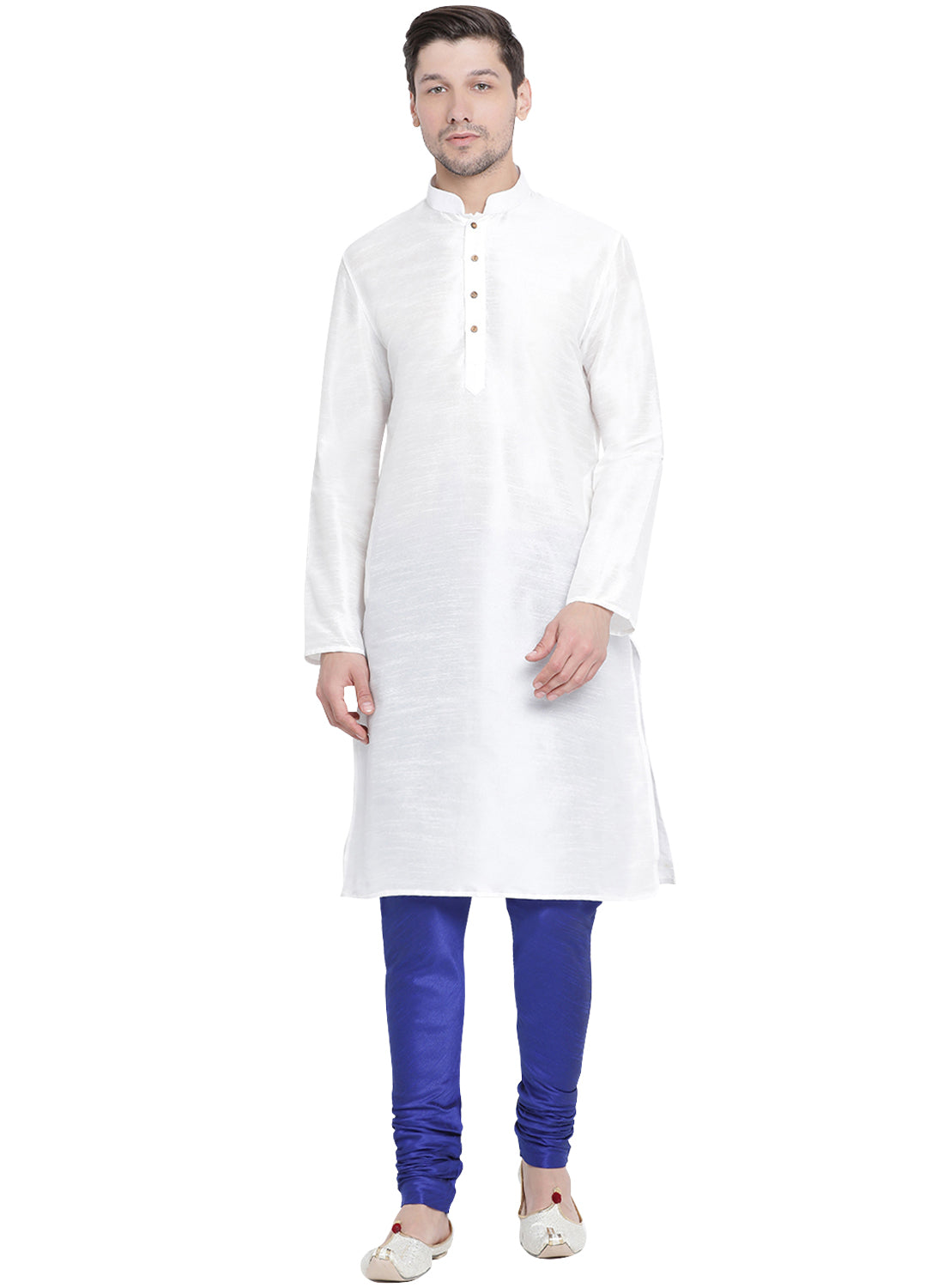 VM by Vastramay Men's White Silk Blend Kurta Pyjama Set - Distacart
