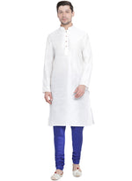Thumbnail for VM by Vastramay Men's White Silk Blend Kurta Pyjama Set - Distacart