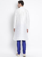 Thumbnail for VM by Vastramay Men's White Silk Blend Kurta Pyjama Set - Distacart