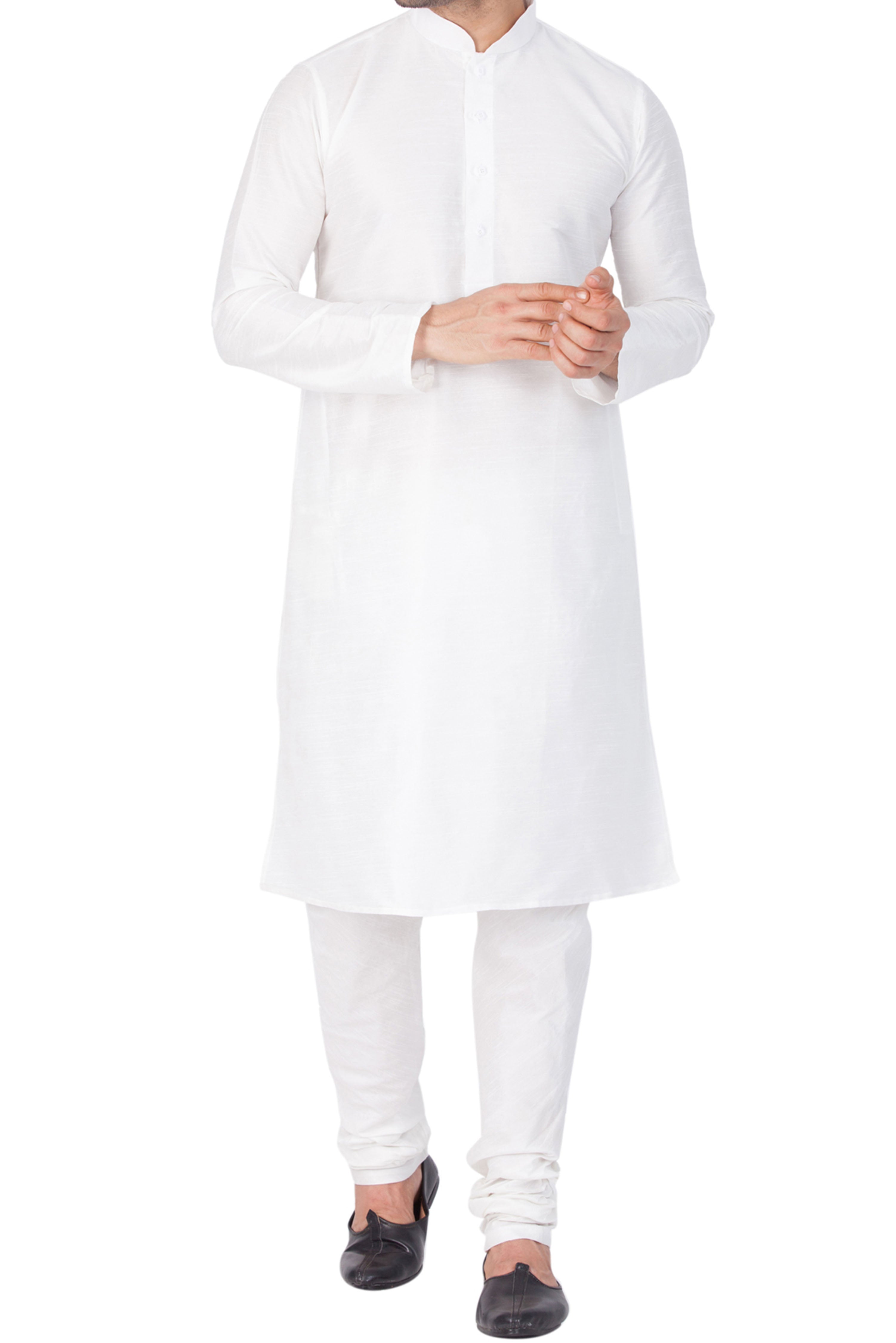 VM by Vastramay Men's White Silk Blend Kurta Pyjama Set - Distacart