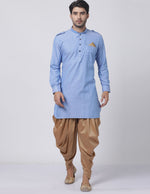 Thumbnail for Vastramay Men's Blue Cotton Blend Kurta and Dhoti Set - Distacart