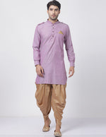 Thumbnail for Vastramay Men's Purple Cotton Blend Kurta and Dhoti Set - Distacart