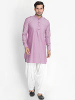 Thumbnail for Vastramay Men's Purple Cotton Blend Kurta and Patiala Set - Distacart