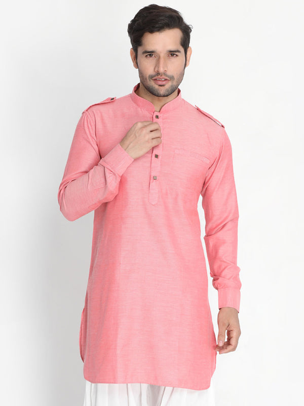 Vastramay Men's Red Cotton Blend Kurta - Distacart