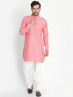 Thumbnail for Vastramay Men's Red Cotton Blend Kurta and Patiala Set - Distacart