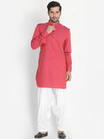 Thumbnail for Vastramay Men's Maroon Cotton Blend Kurta and Patiala Set - Distacart