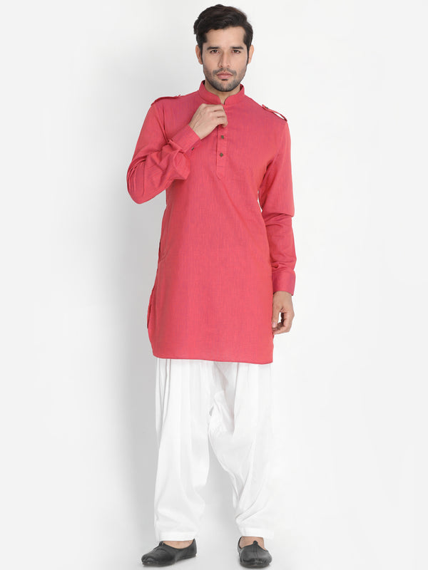 Vastramay Men's Maroon Cotton Blend Kurta and Patiala Set - Distacart