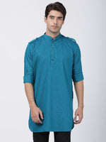 Thumbnail for Vastramay Men's Blue Cotton Blend Kurta - Distacart