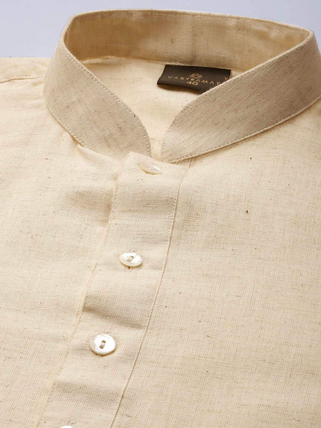Vastramay Men's Cream And White Cotton Short Kurta And Mundu - Distacart
