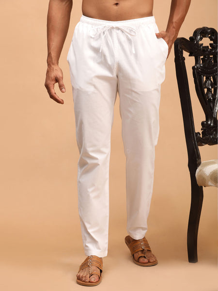 Vastramay Men's White Cotton Pant Style Pyjama - Distacart