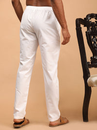 Thumbnail for Vastramay Men's White Cotton Pant Style Pyjama - Distacart