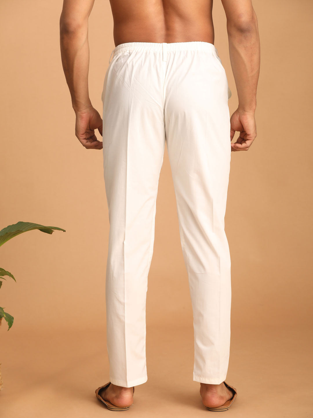 Vastramay Men's Cream Cotton Pant Style Pyjama - Distacart