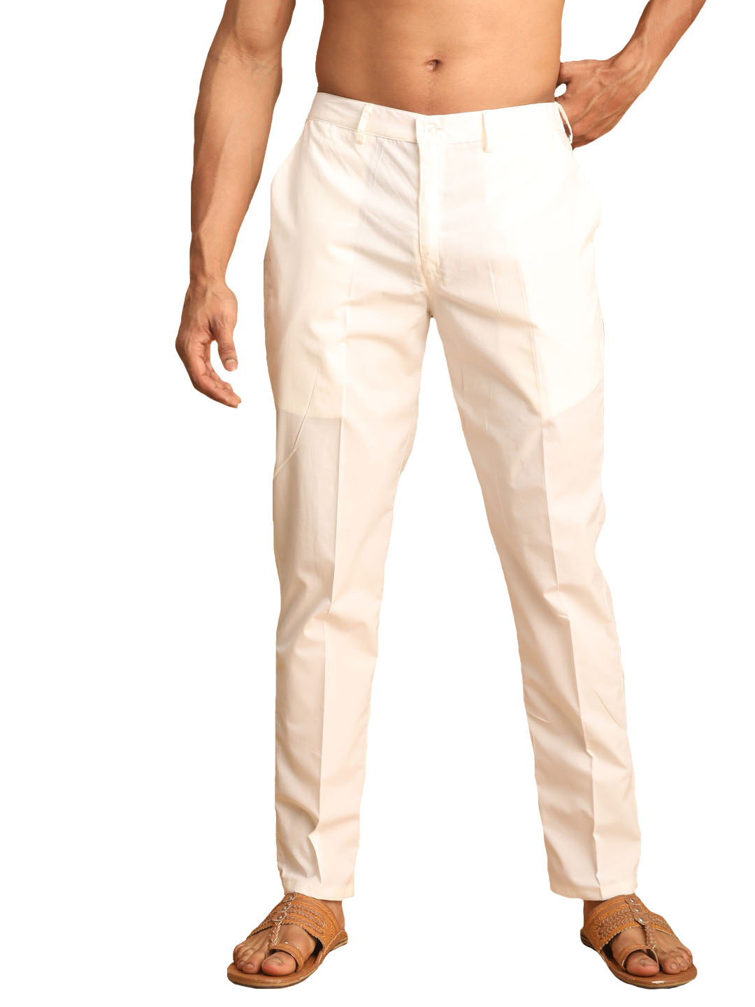 Vastramay Men's Cream Cotton Pant Style Pyjama - Distacart