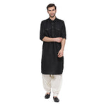 Thumbnail for VM by Vastramay Men's Black Cotton Blend Pathani Kurta Set - Distacart
