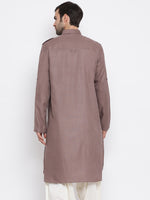 Thumbnail for Vastramay Men's Grey Cotton Blend Pathani Kurta - Distacart