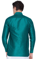 Thumbnail for VM by Vastramay Men's Green Silk Blend Ethnic Shirt - Distacart
