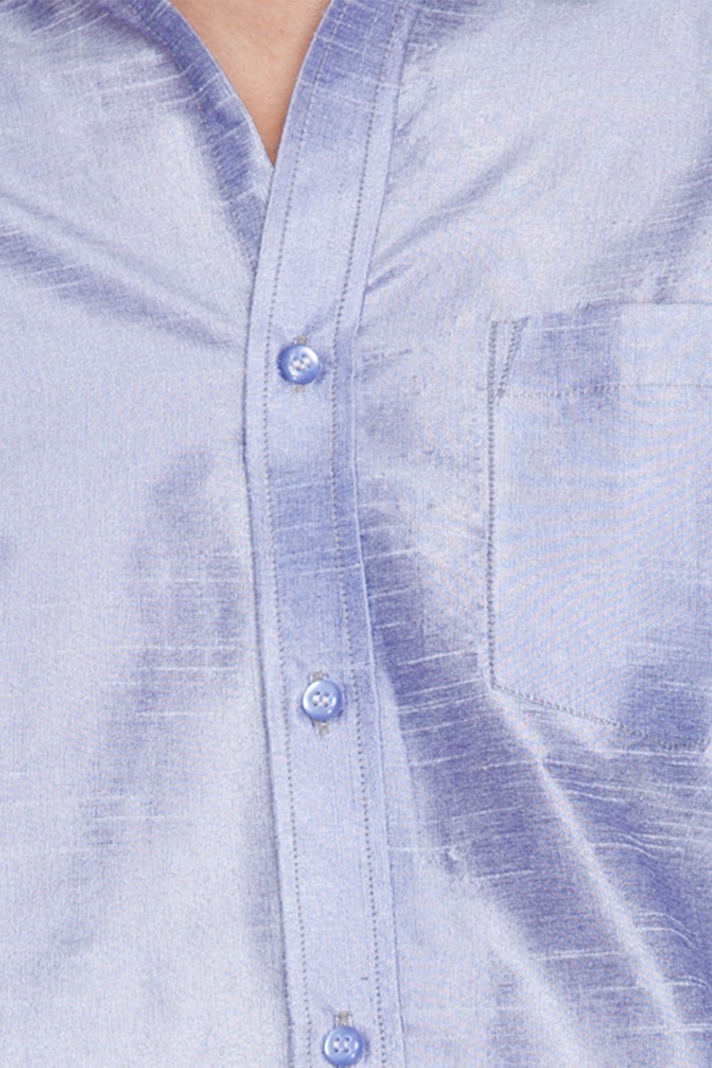 Vastramay Men's Blue Silk Blend Ethnic Shirt - Distacart