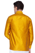 Thumbnail for Vastramay Men's Yellow Silk Blend Ethnic Shirt - Distacart