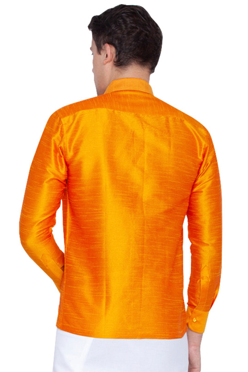 VM by Vastramay Men's Orange Silk Blend Ethnic Shirt - Distacart