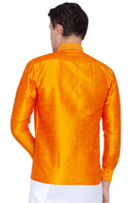 Thumbnail for VM by Vastramay Men's Orange Silk Blend Ethnic Shirt - Distacart