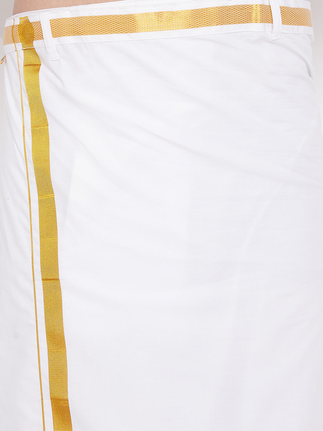 Vastramay Men's Lavander and White Silk Blend Shirt And Mundu - Distacart