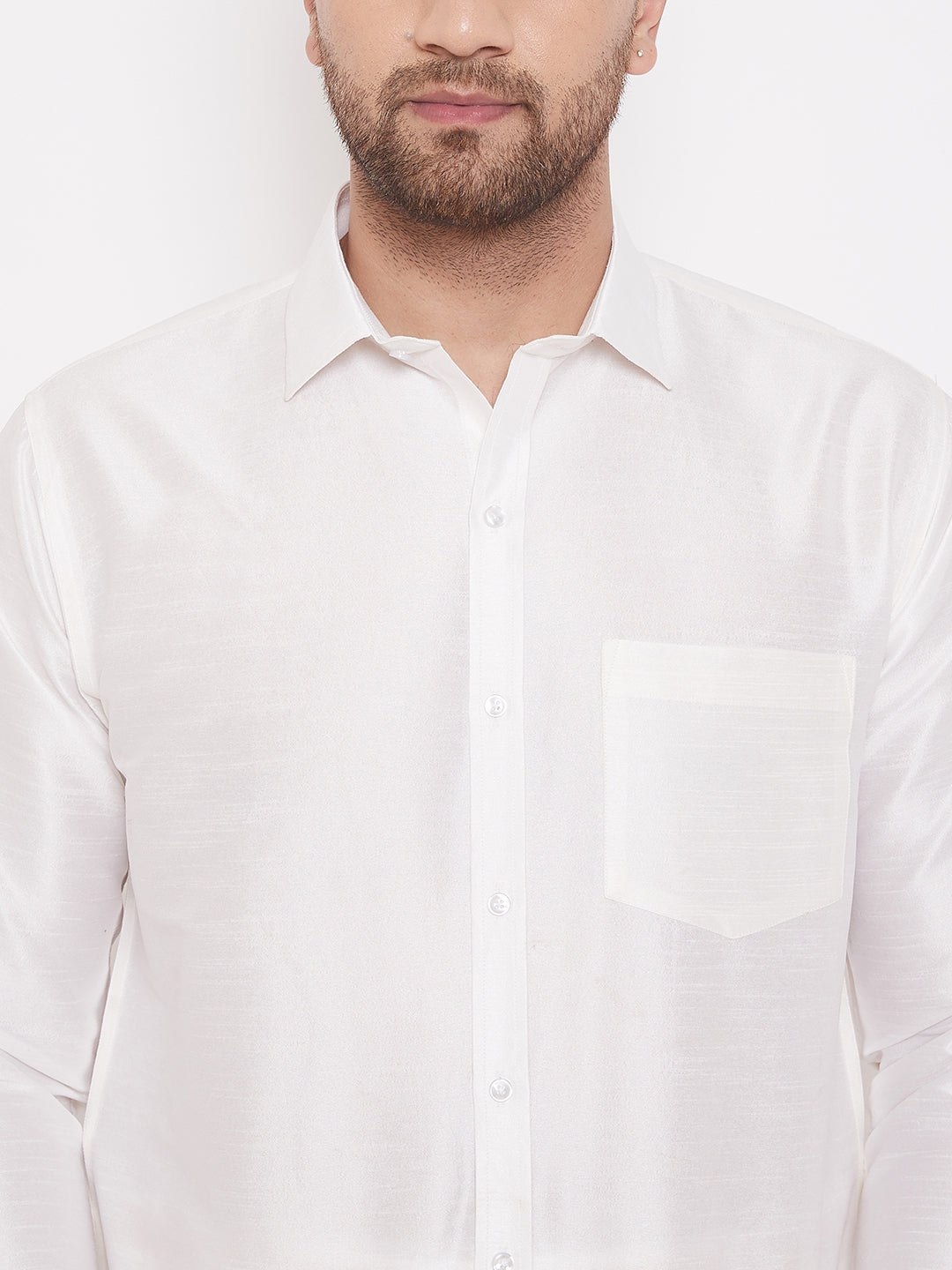 VM by Vastramay Men's White Silk Blend Shirt And Mundu - Distacart