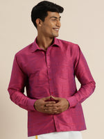 Thumbnail for Vastramay Men's Purple Raw Silk Ethnic Shirt - Distacart