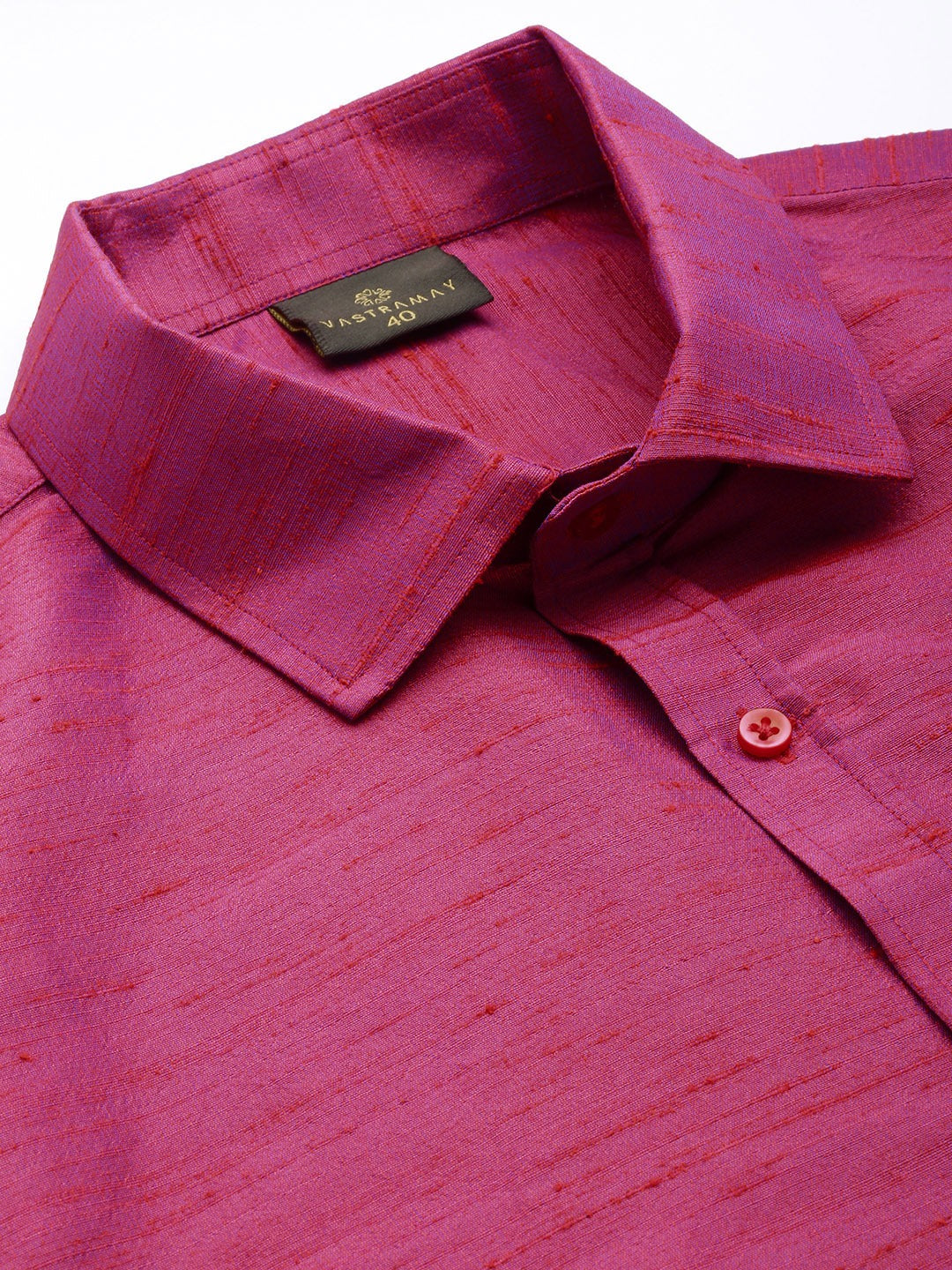 Vastramay Men's Purple Raw Silk Ethnic Shirt - Distacart