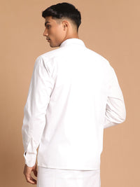 Thumbnail for Vastramay Men's White Cotton Blend Ethnic Shirt - Distacart