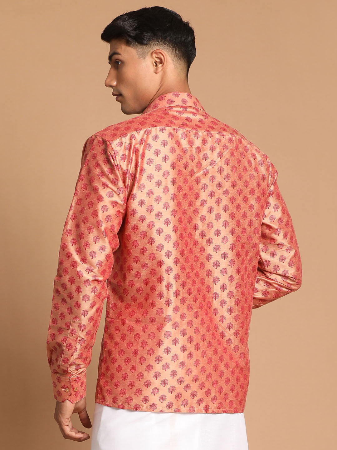 Vastramay Men's Pink Poly Viscose Ethnic Shirt - Distacart