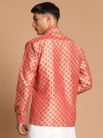 Thumbnail for Vastramay Men's Pink Poly Viscose Ethnic Shirt - Distacart