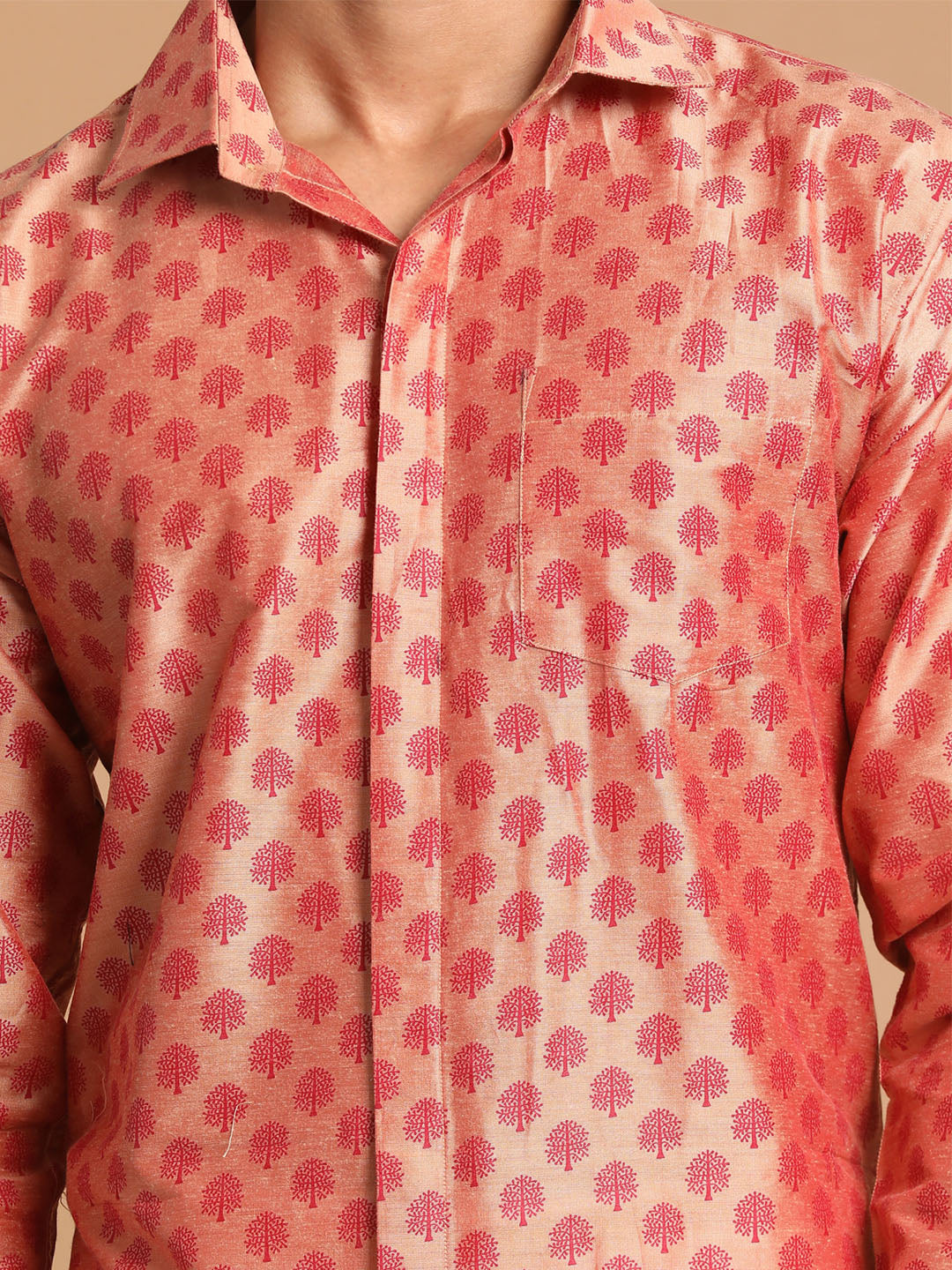 Vastramay Men's Pink Poly Viscose Ethnic Shirt - Distacart