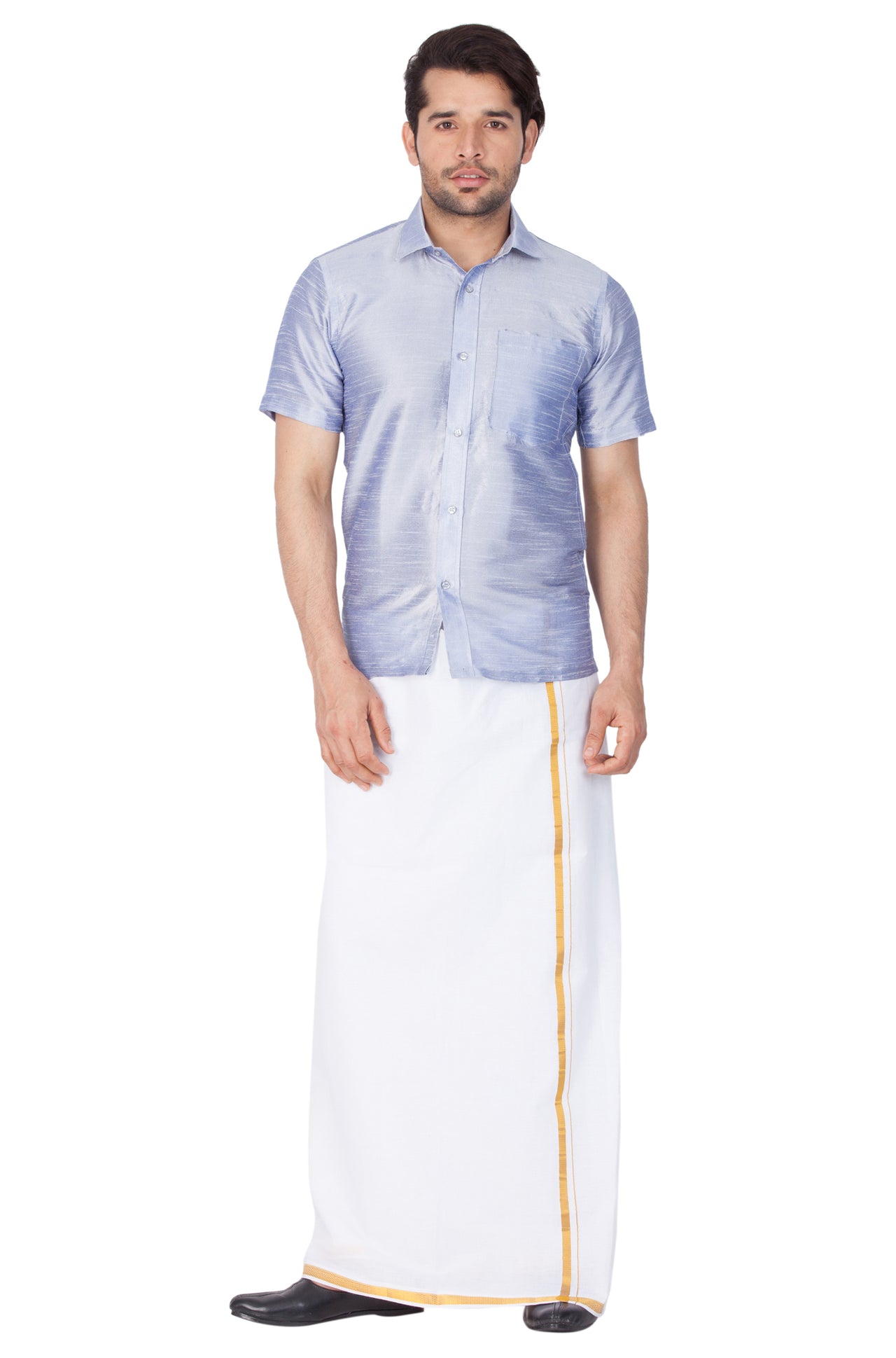 Vastramay Men's Light Blue Silk Blend Ethnic Shirt - Distacart