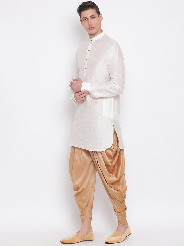 VM by Vastramay Men's Cream Silk Blend Kurta And Dhoti Set - Distacart